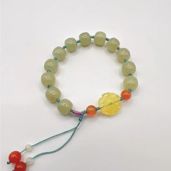 Hetian jade with amber bracelet